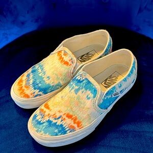 Vans tie dye canvas slip ons